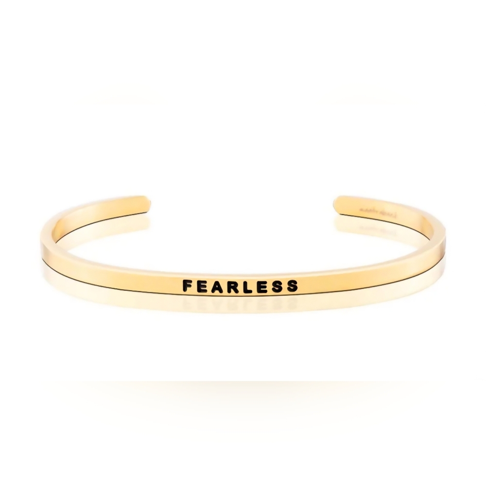 MantraBand Fearless Gold Open Cuff Bracelet NWT - Picture 4 of 5